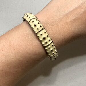 Vintage Signed Lilly Pulitzer Cream Gold Enamel Bangle Bracelet Rare EUC